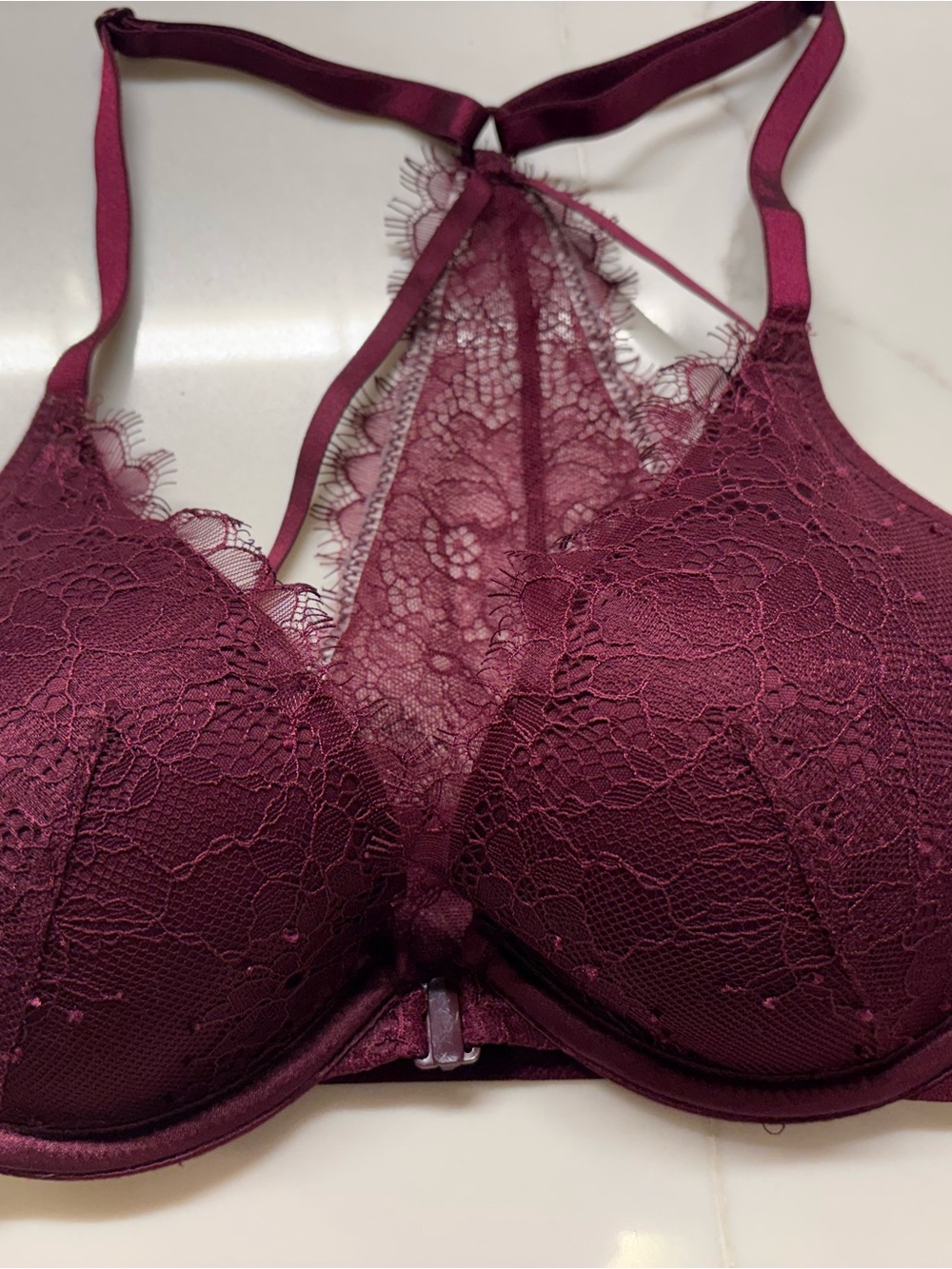 Victoria's Secret Plum Lace Push-Up Bra with Racerback